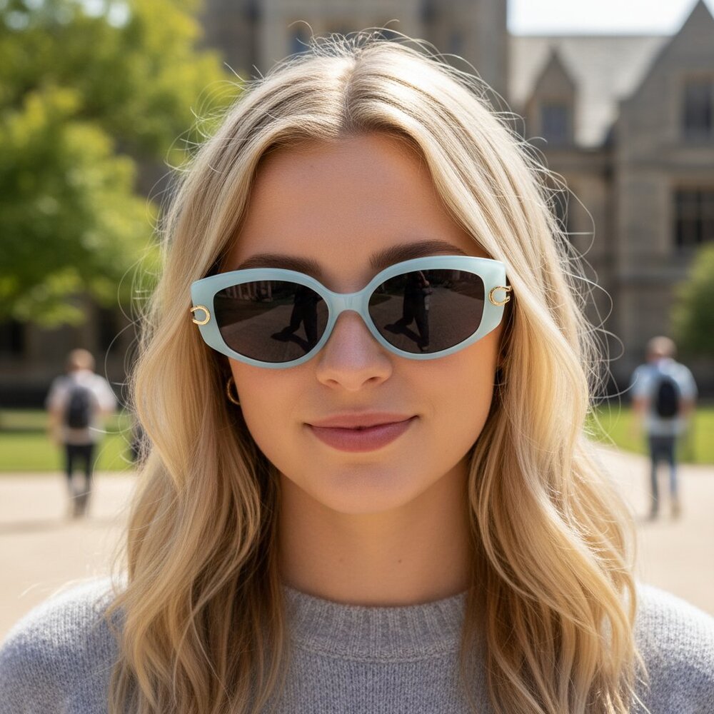 NEW Cosmic Blossom Trendy Designer Style Sunglasses - Blue Ice